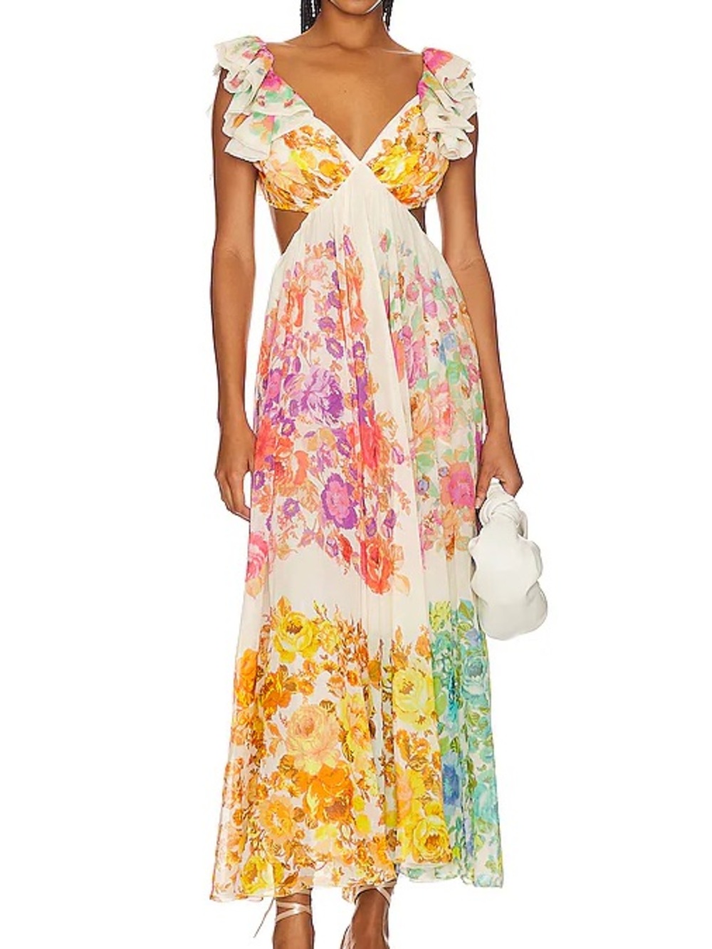 ZIMMERMANN Raie Floral Frill-Shoulder Maxi Dress - Picture 2 of 7